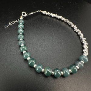 Natural Blue chalcedony adjustable bracelet up to 19cm